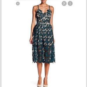 Green lace midi summer cocktail/ wedding dress